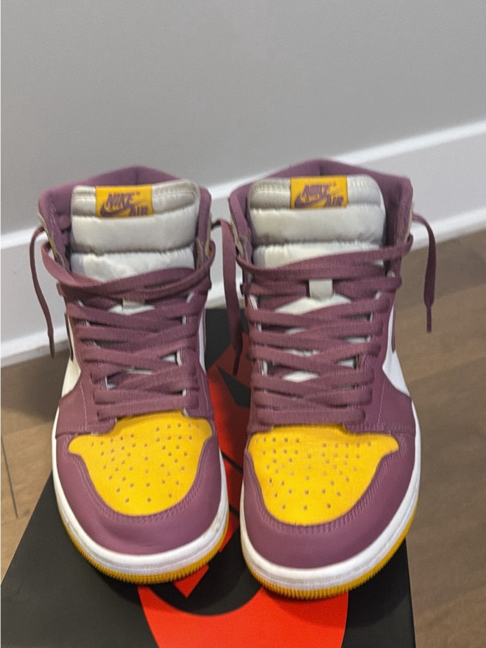 Nike Kids High-Top Sneakers — Purple & Yellow